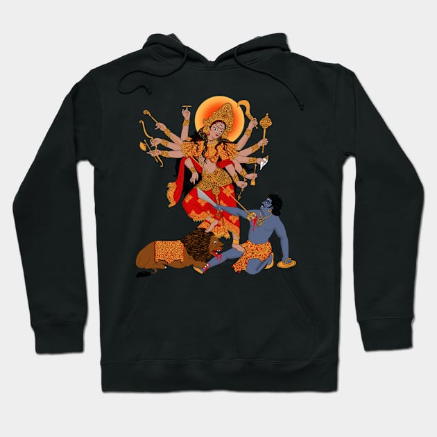 Goddess of Power : Durga (color) Hoodie by swarna artz